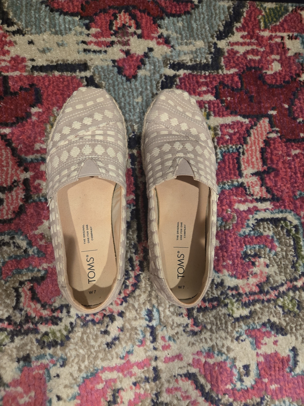TOMS Women’s Slip-On Espadrilles in Light Taupe Pattern